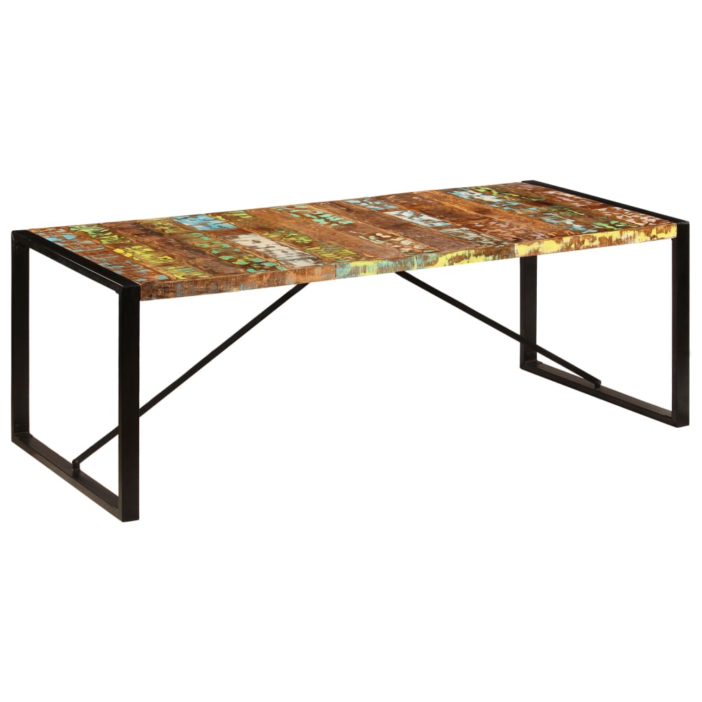 Table à Manger en Bois Massif Recyclé et Coloré-bois de récupération massif-1-220 x 100 x 75 cm-La-Fabrique-Industrielle