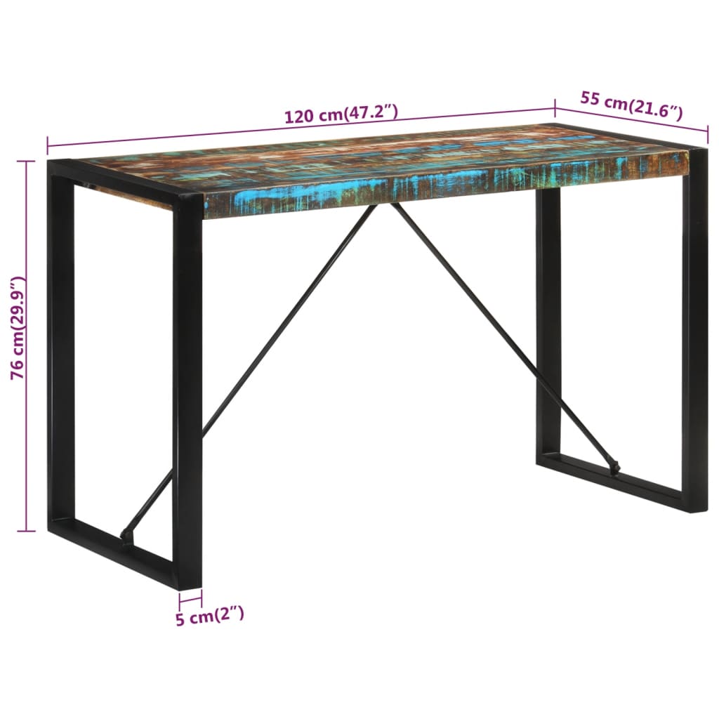 Table à Manger en Bois Massif Recyclé et Coloré-La-Fabrique-Industrielle