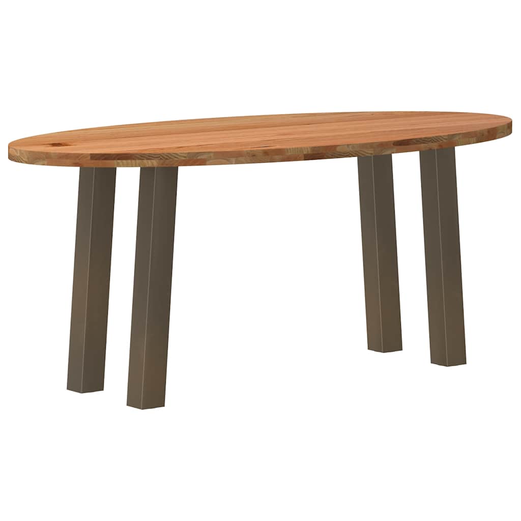 Table à Manger en Bois Massif et Pieds Métal Noir-Acier naturel-1-180 x 90 x 74 cm-La-Fabrique-Industrielle