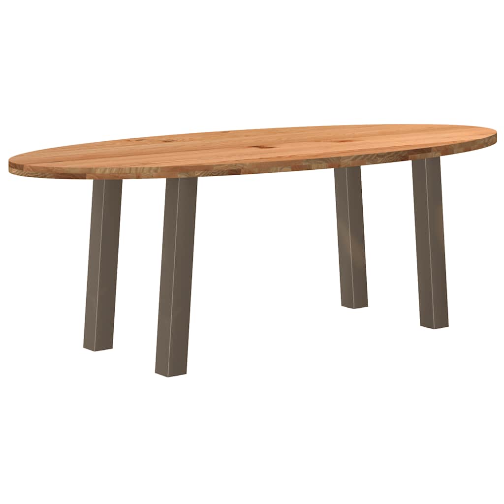 Table à Manger en Bois Massif et Pieds Métal Noir-Acier naturel-1-220 x 100 x 74 cm-La-Fabrique-Industrielle