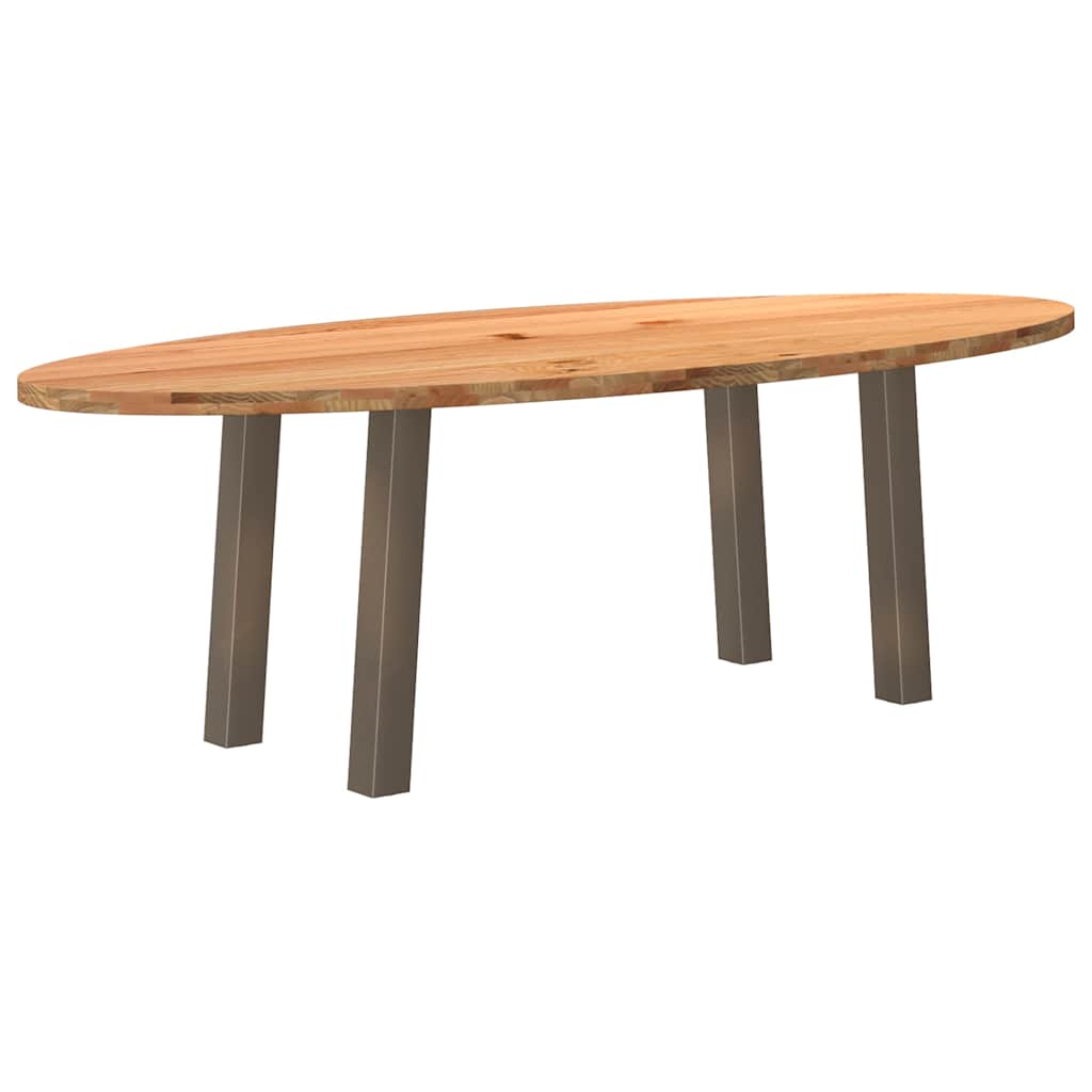 Table à Manger en Bois Massif et Pieds Métal Noir-Acier naturel-1-240 x 100 x 74 cm-La-Fabrique-Industrielle
