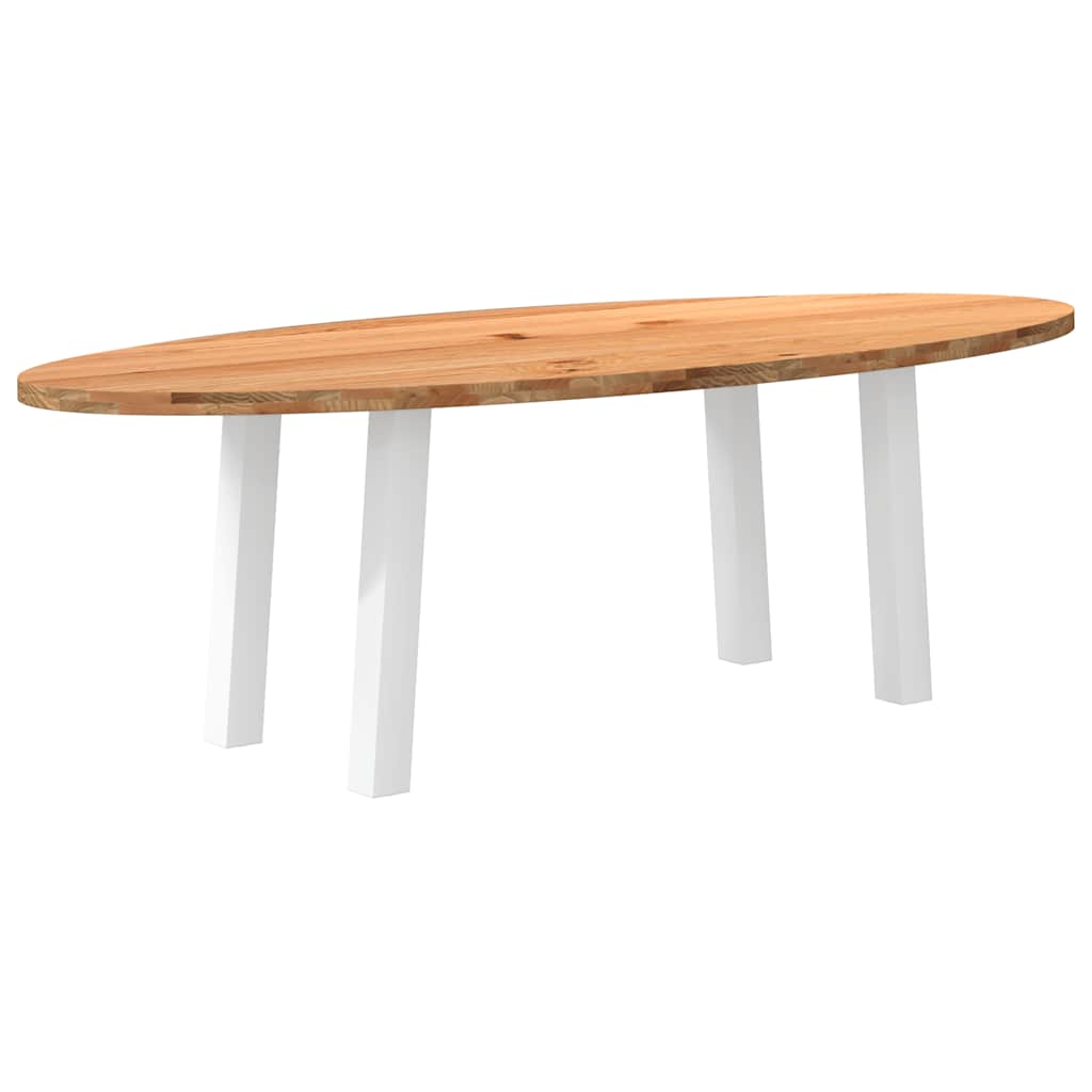 Table à Manger en Bois Massif et Pieds Métal Noir-Blanc-1-240 x 100 x 74 cm-La-Fabrique-Industrielle