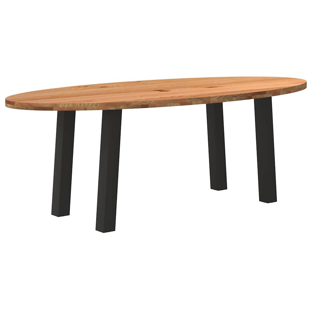 Table à Manger en Bois Massif et Pieds Métal Noir-Noir-1-220 x 100 x 74 cm-La-Fabrique-Industrielle