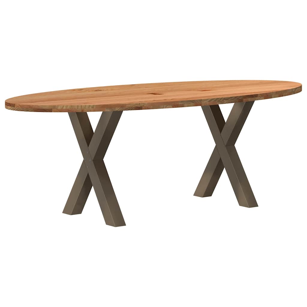 Table à Manger en Bois et Pieds en Croix-Acier naturel-1-220 x 100 x 74 cm-La-Fabrique-Industrielle