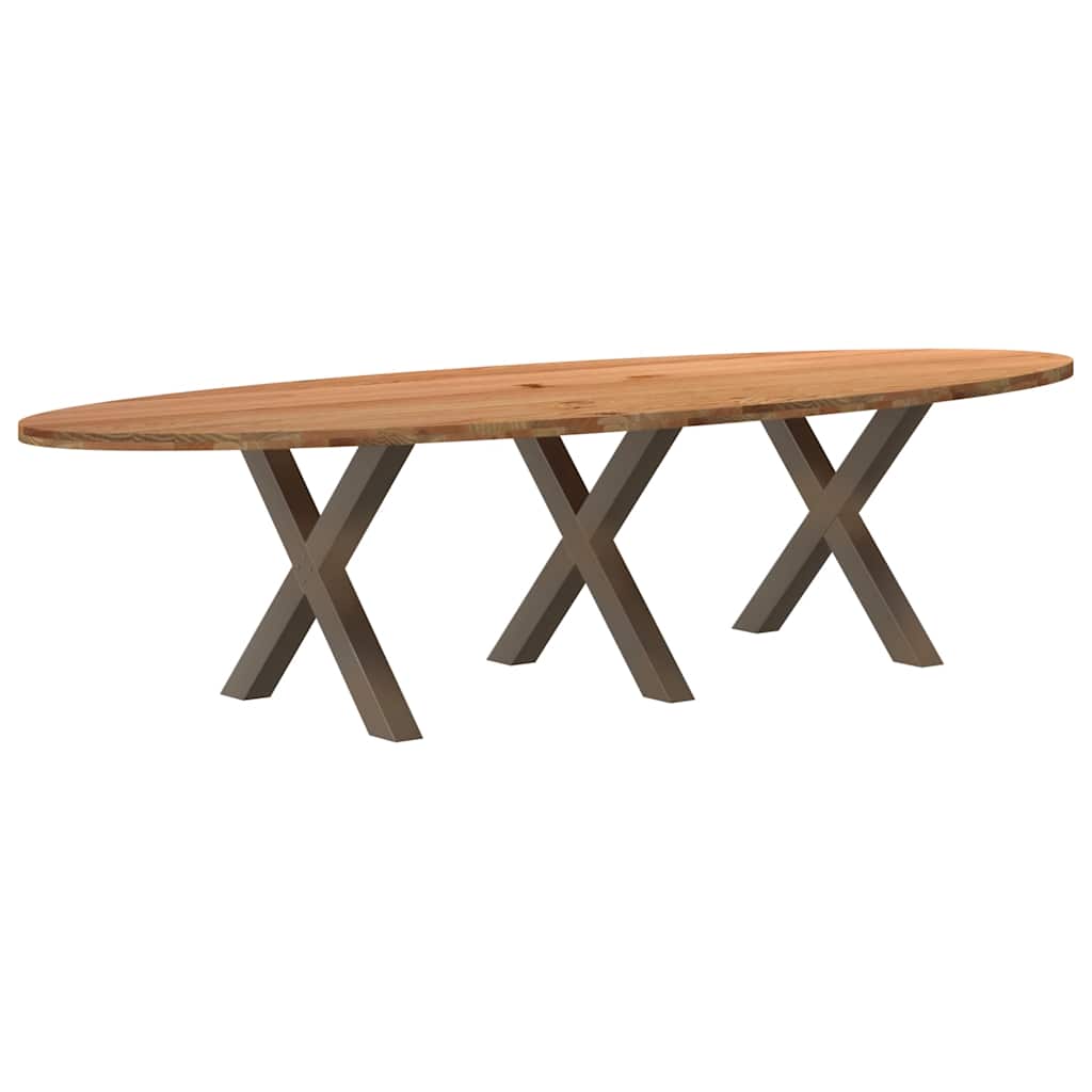 Table à Manger en Bois et Pieds en Croix-Acier naturel-1-320 x 120 x 74 cm-La-Fabrique-Industrielle
