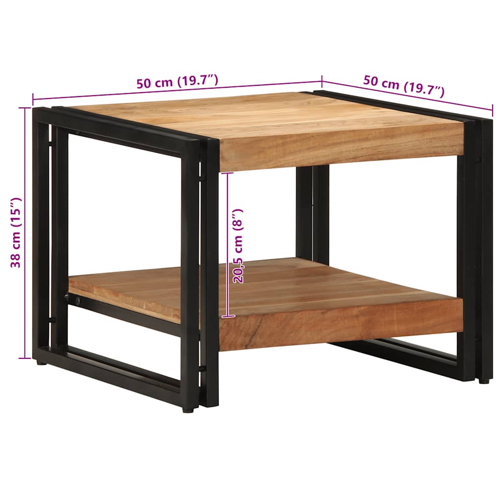 Table basse carrée en bois d'acacia et métal industriel-La-Fabrique-Industrielle