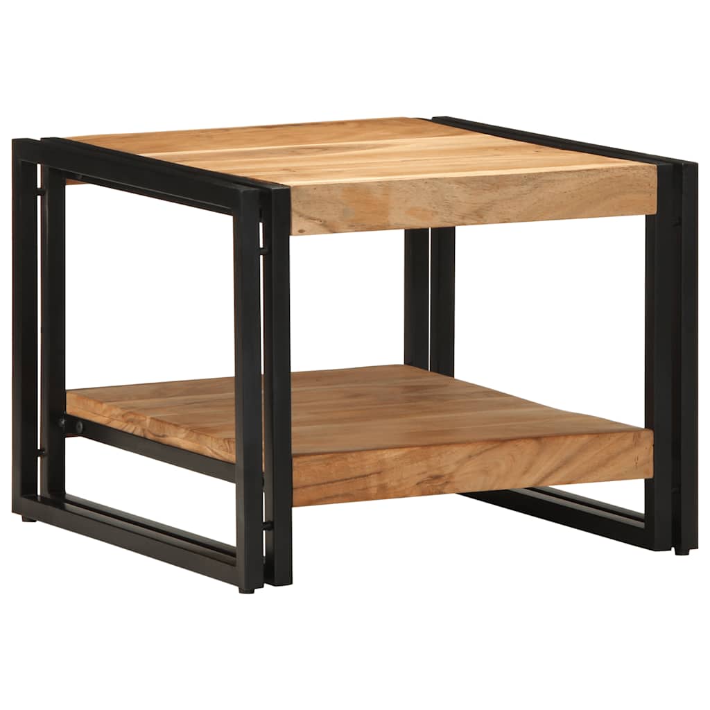 Table basse carrée en bois d'acacia et métal industriel-La-Fabrique-Industrielle