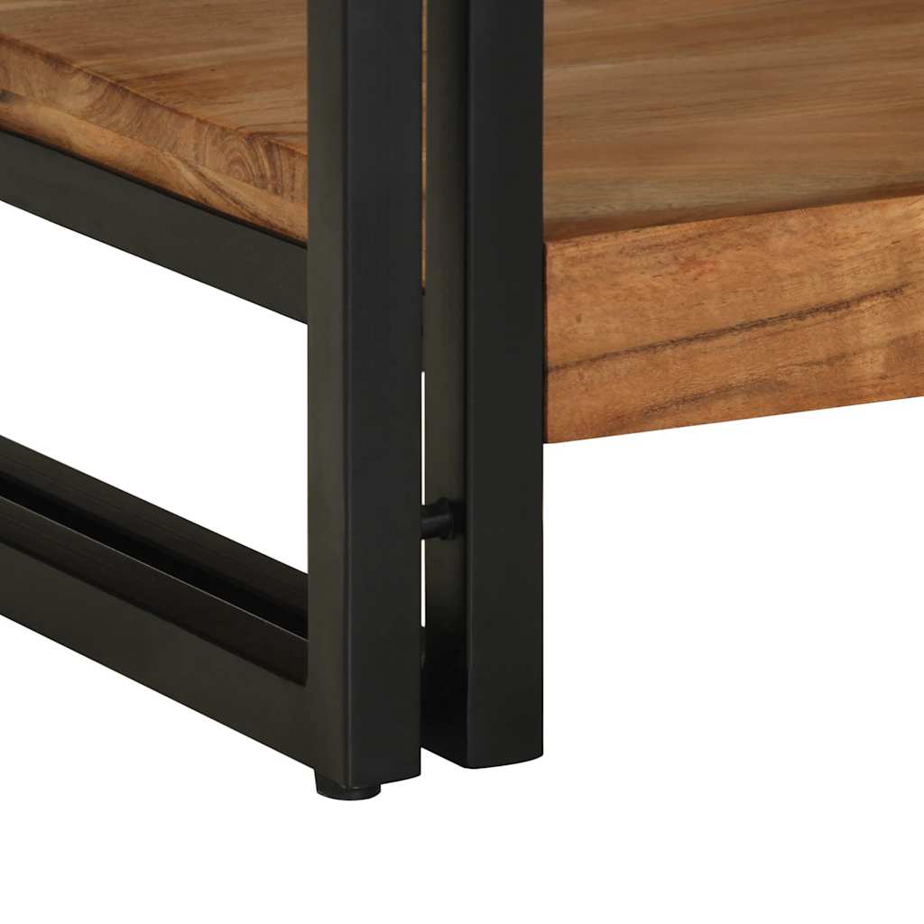 Table basse carrée en bois d'acacia et métal industriel-La-Fabrique-Industrielle
