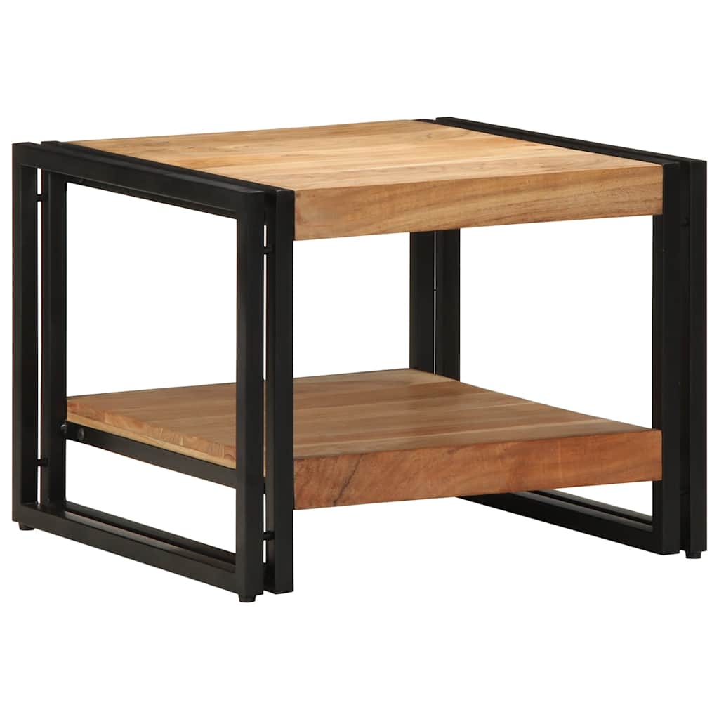 Table basse carrée en bois d'acacia et métal industriel-La-Fabrique-Industrielle