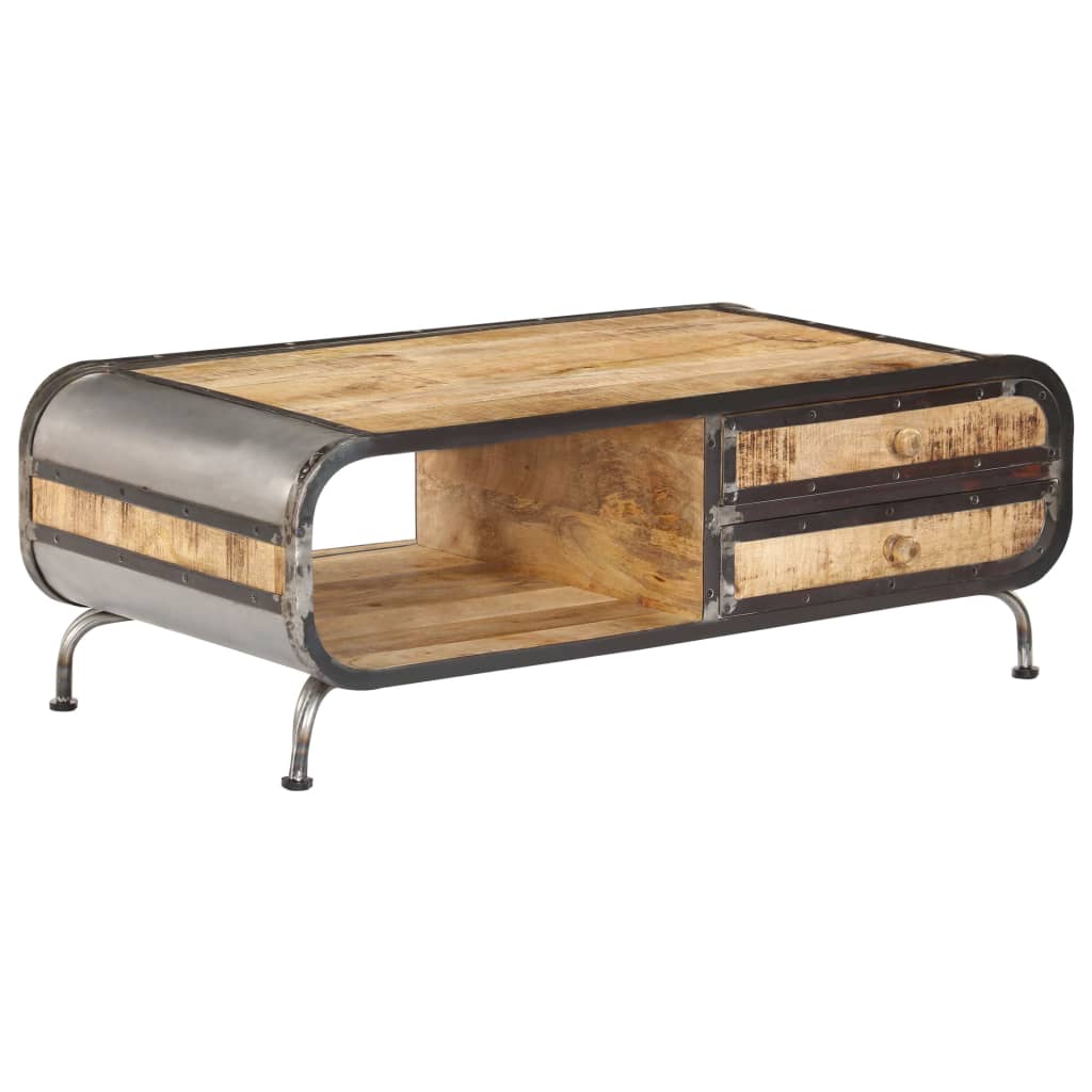 Table basse en bois de manguier et fer robustes-La-Fabrique-Industrielle