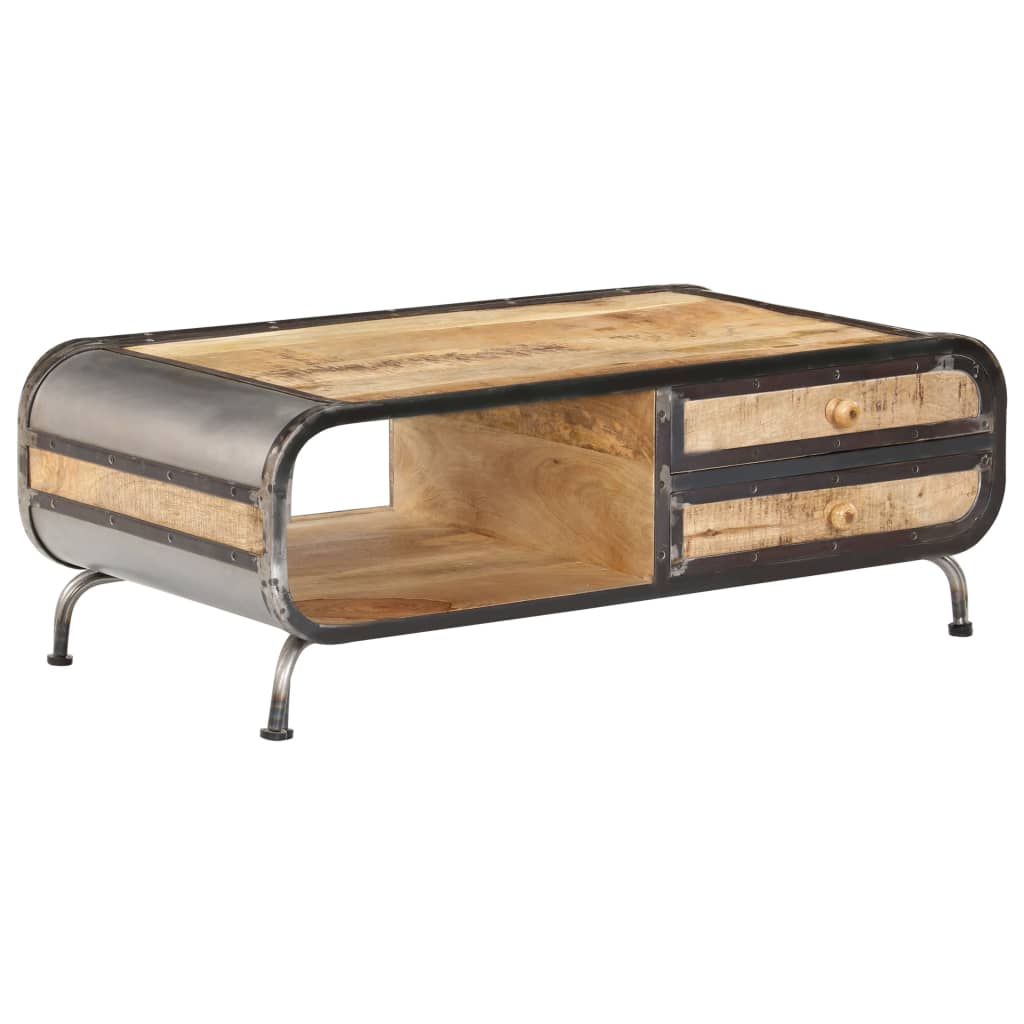 Table basse en bois de manguier et fer robustes-La-Fabrique-Industrielle