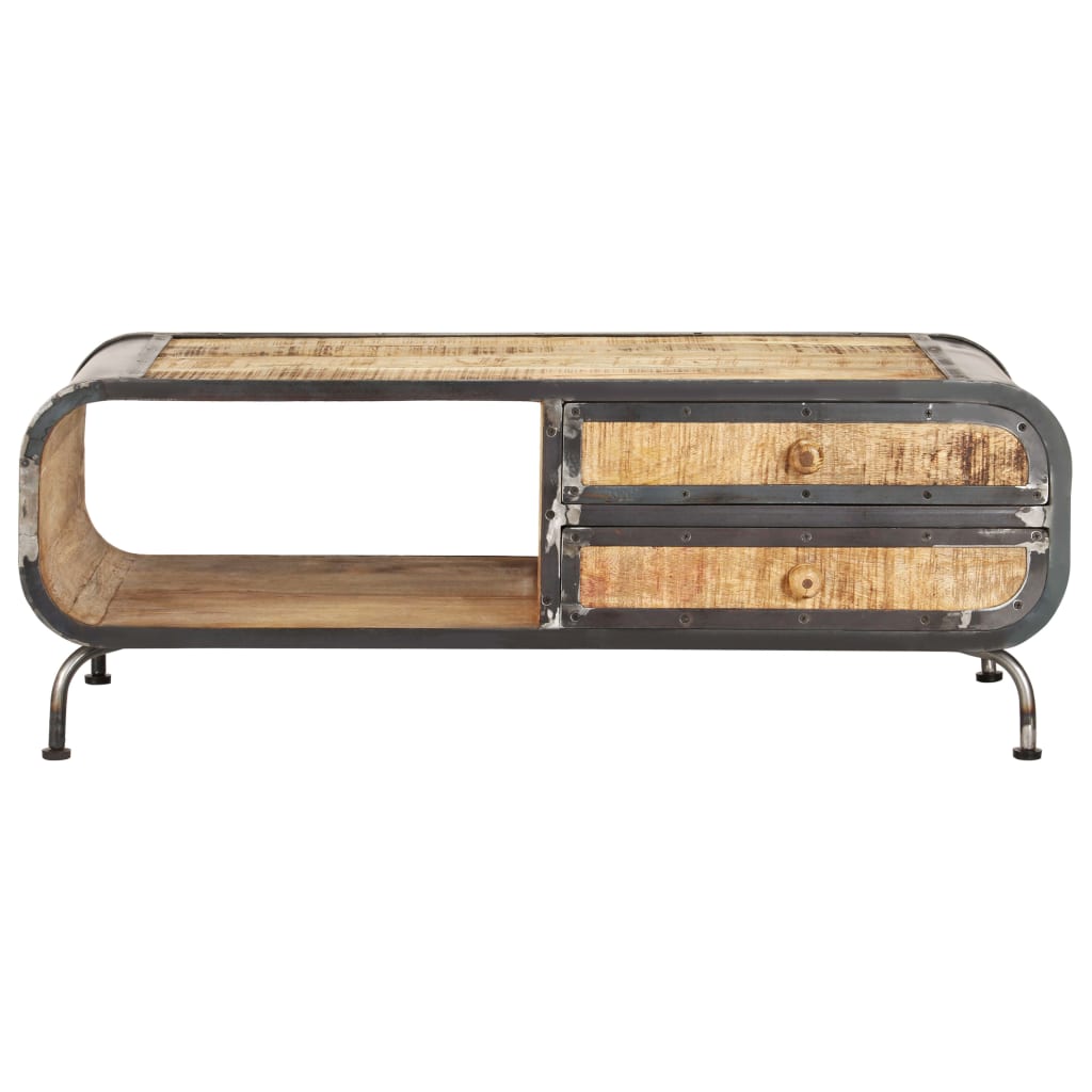 Table basse en bois de manguier et fer robustes-La-Fabrique-Industrielle
