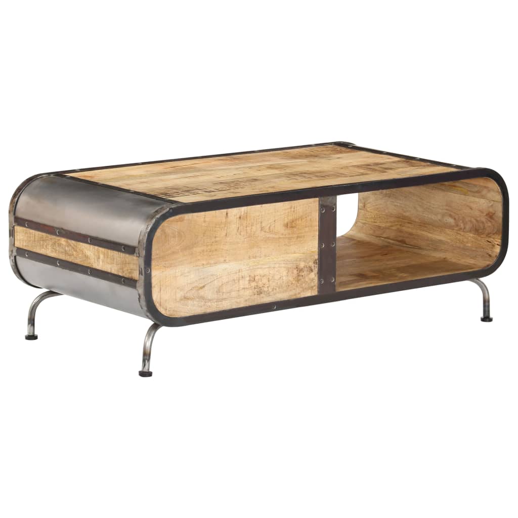 Table basse en bois de manguier et fer robustes-La-Fabrique-Industrielle
