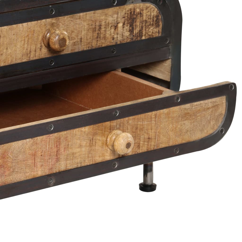 Table basse en bois de manguier et fer robustes-La-Fabrique-Industrielle