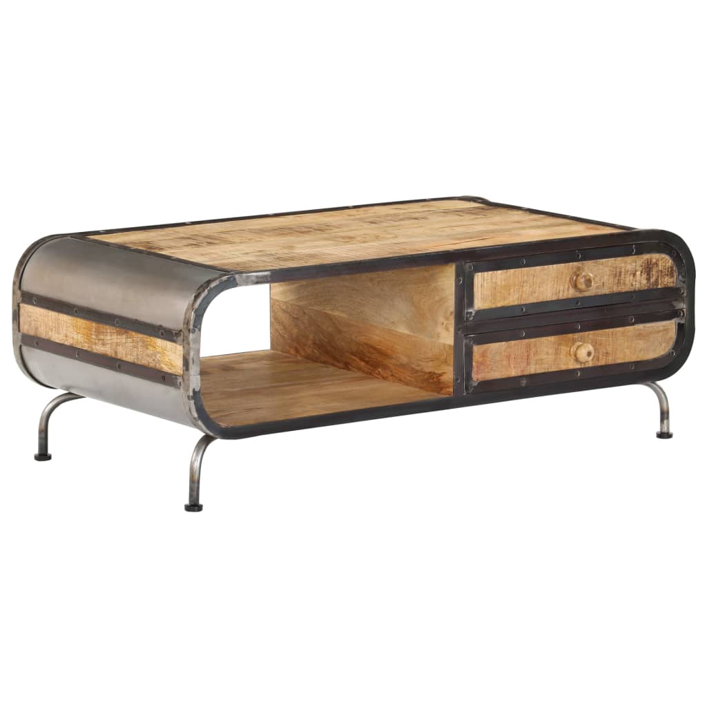 Table basse en bois de manguier et fer robustes-La-Fabrique-Industrielle