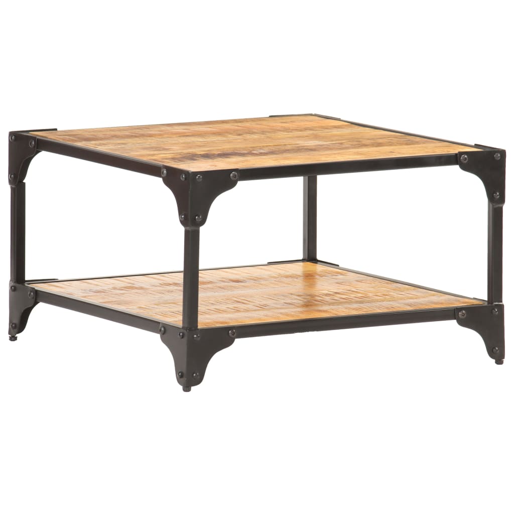 Table basse en bois et fer Double Plateau-bois de manguier massif-1-60 x 60 x 35 cm-La-Fabrique-Industrielle