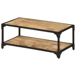Table basse en bois et fer Double Plateau-bois de manguier massif-1-90 x 45 x 35 cm-La-Fabrique-Industrielle