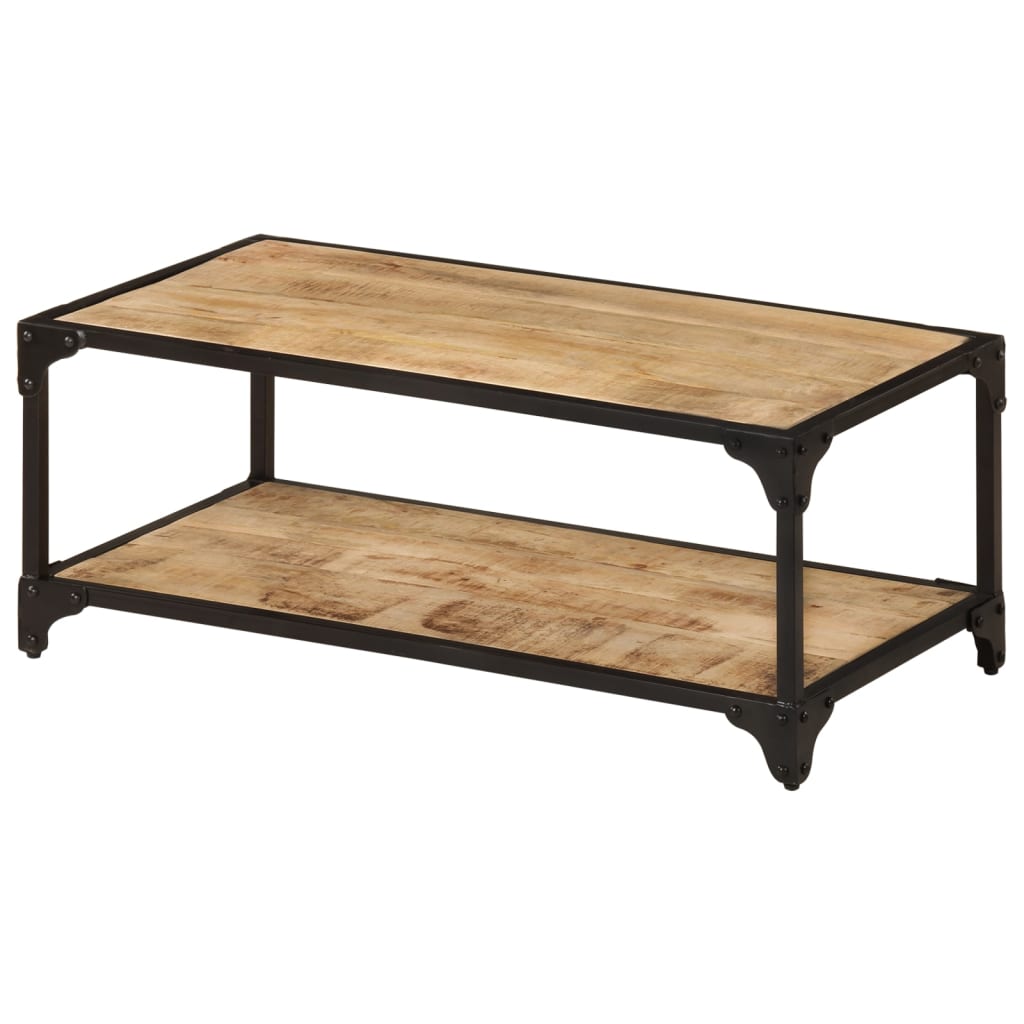 Table basse en bois et fer Double Plateau-bois de manguier massif-1-90 x 45 x 35 cm-La-Fabrique-Industrielle