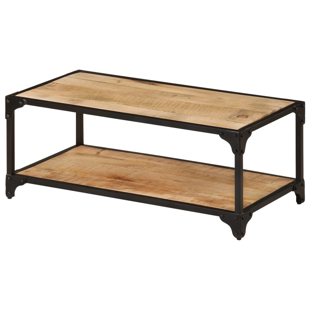 Table basse en bois et fer Double Plateau-La-Fabrique-Industrielle
