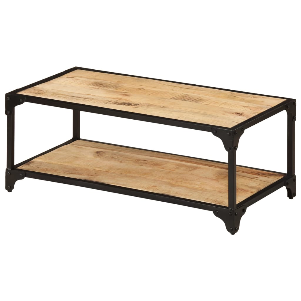 Table basse en bois et fer Double Plateau-La-Fabrique-Industrielle