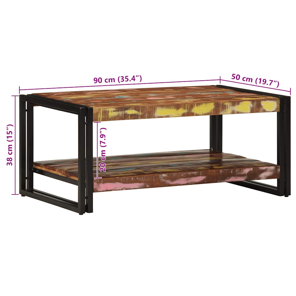 Table basse en bois multicolore et chêne fumé-La-Fabrique-Industrielle