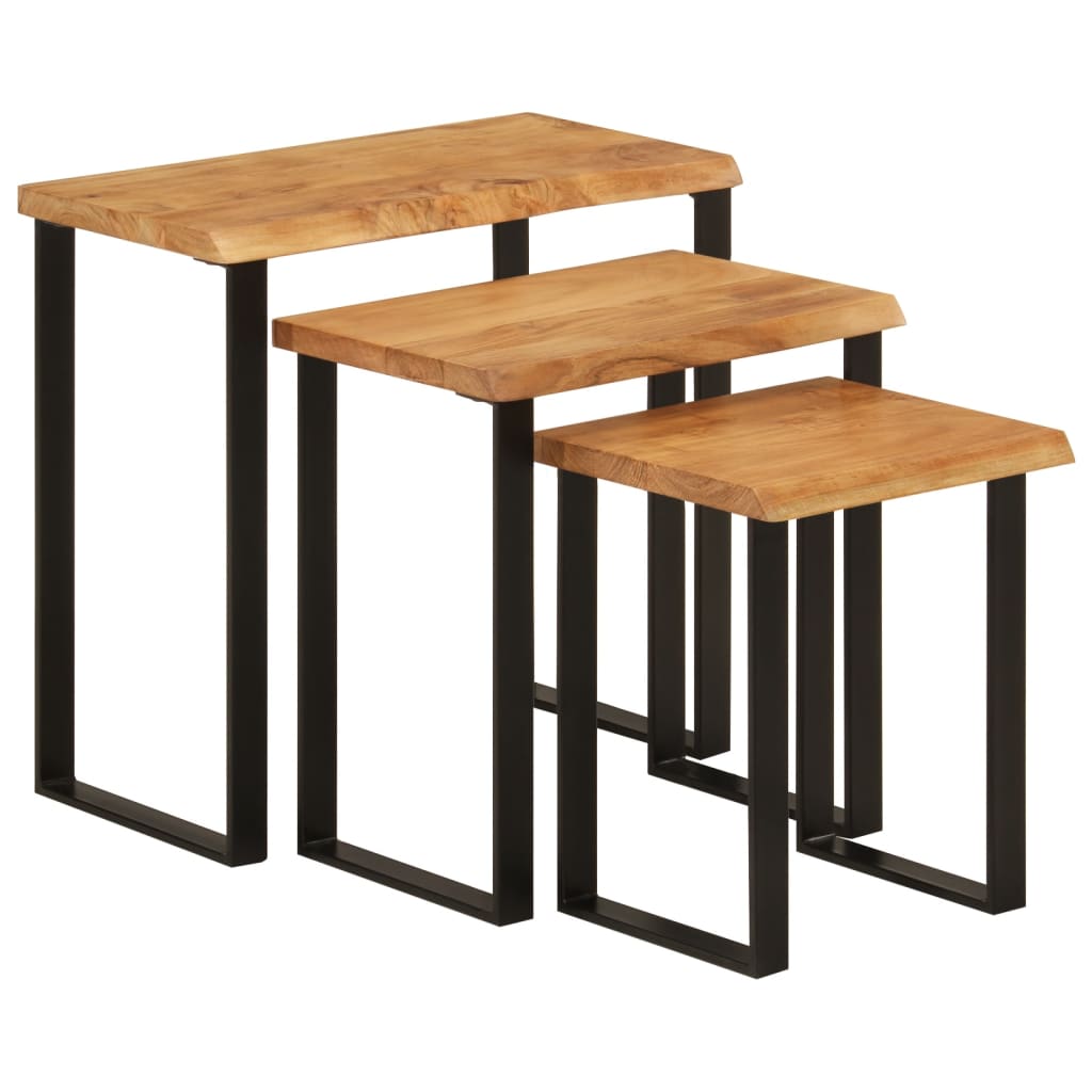 Table d'Appoint Gigogne en Bois et Acier Style Industriel-La-Fabrique-Industrielle