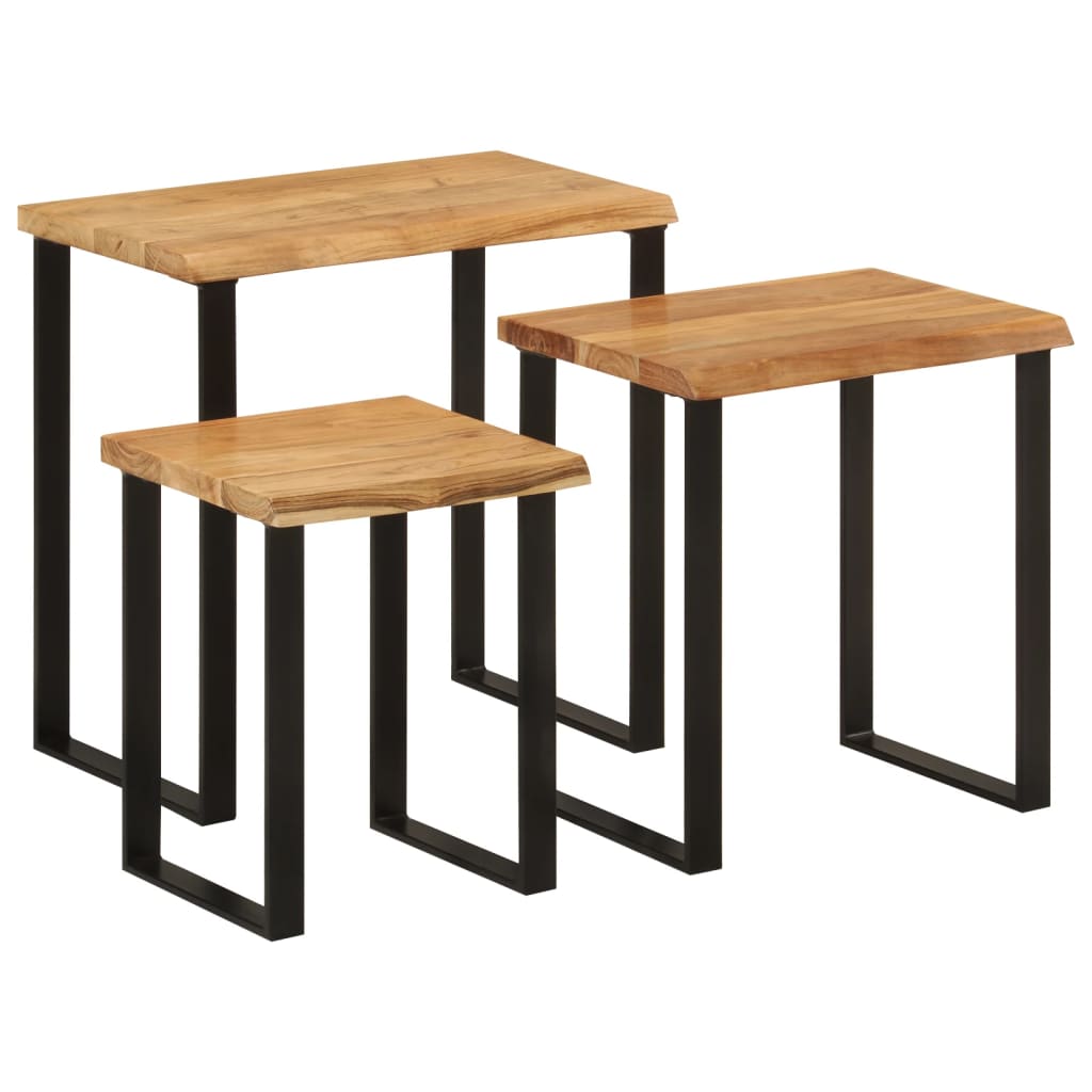 Table d'Appoint Gigogne en Bois et Acier Style Industriel-La-Fabrique-Industrielle