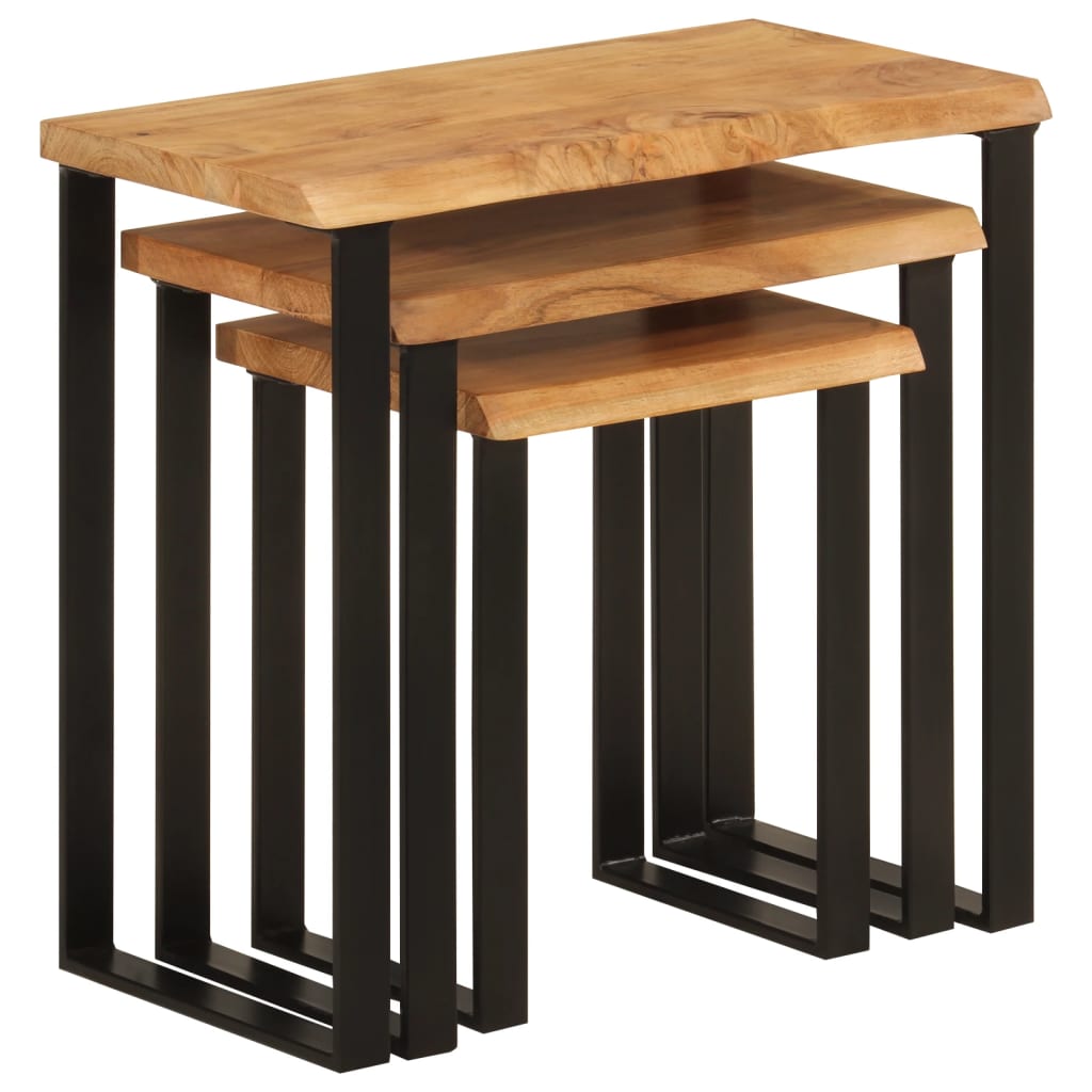 Table d'Appoint Gigogne en Bois et Acier Style Industriel-La-Fabrique-Industrielle