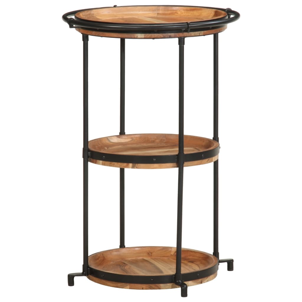 Table d'Appoint Industrielle 3 Niveaux en Bois et Fer Noir-Bois d'acacia massif-1-La-Fabrique-Industrielle