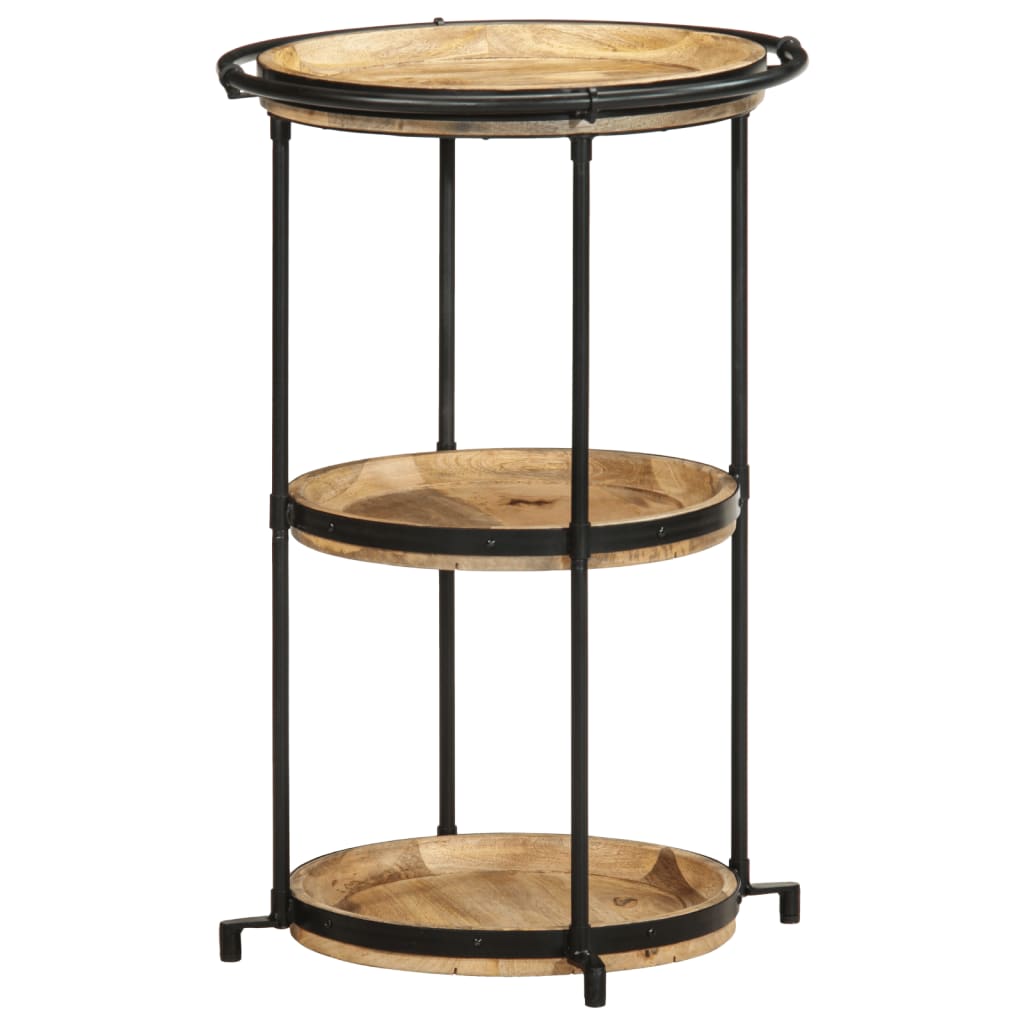 Table d'Appoint Industrielle 3 Niveaux en Bois et Fer Noir-bois de manguier massif-1-La-Fabrique-Industrielle