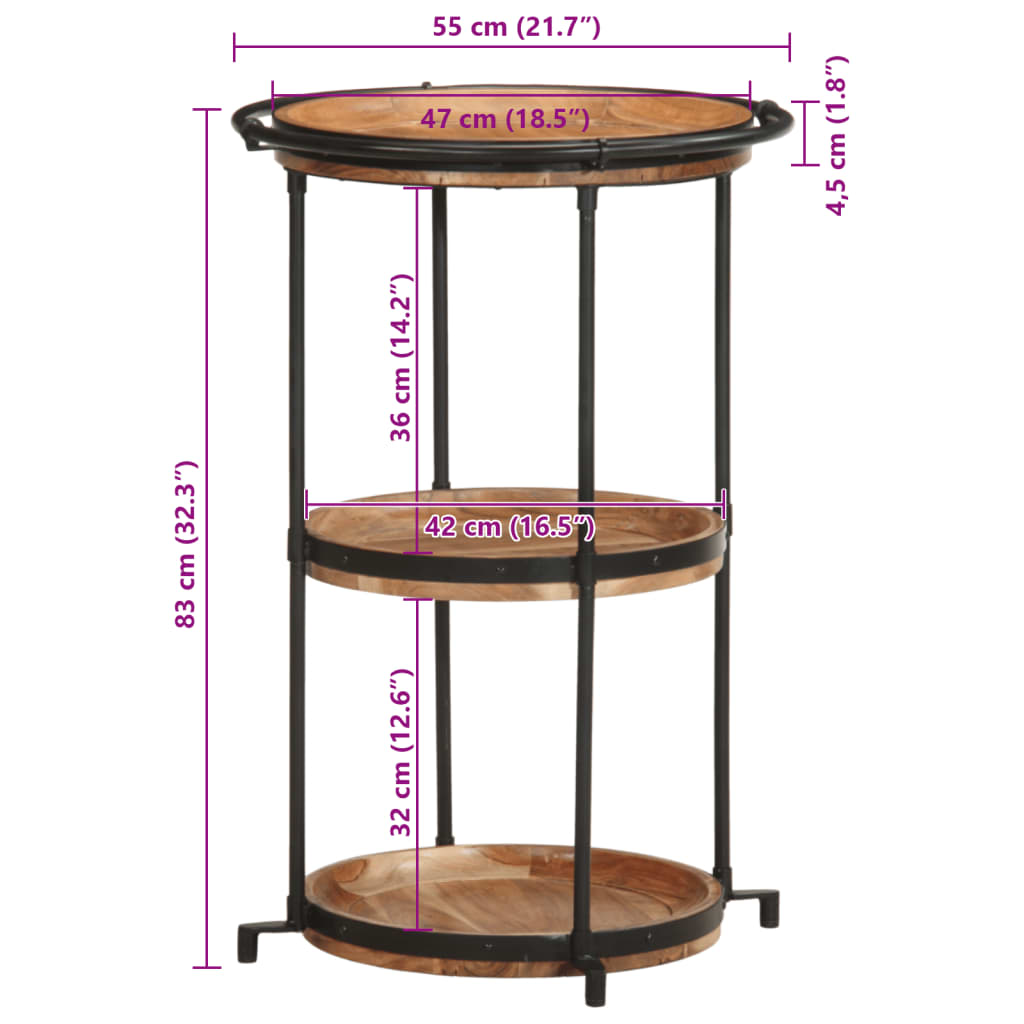 Table d'Appoint Industrielle 3 Niveaux en Bois et Fer Noir-La-Fabrique-Industrielle