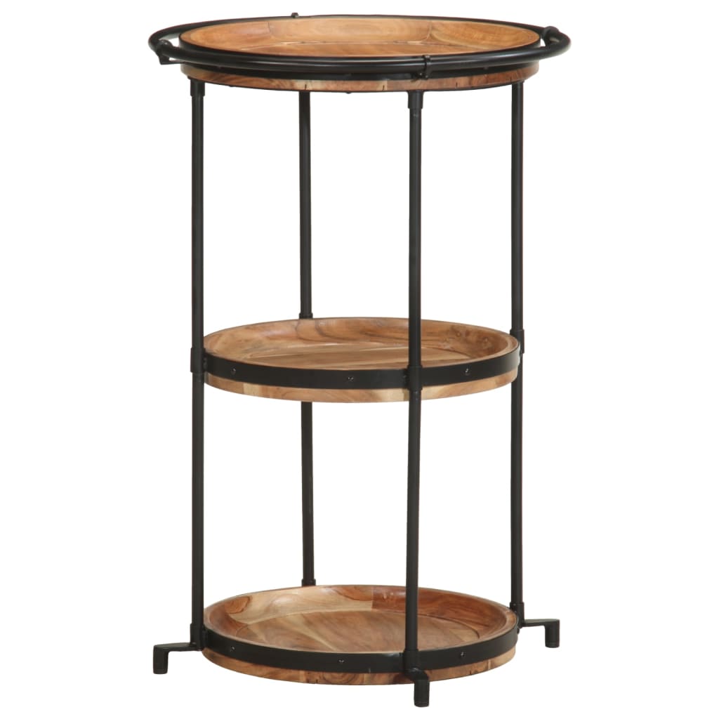 Table d'Appoint Industrielle 3 Niveaux en Bois et Fer Noir-La-Fabrique-Industrielle