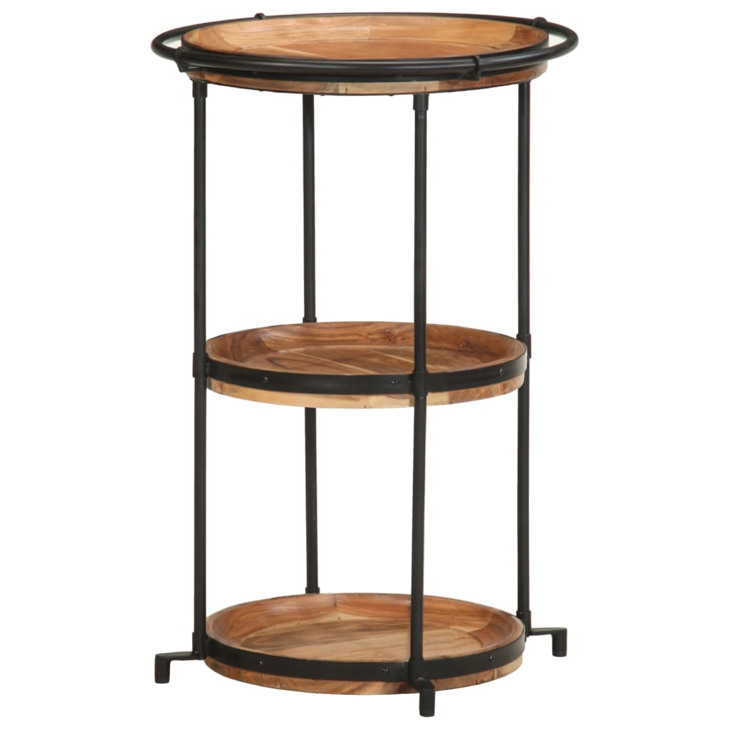 Table d'Appoint Industrielle 3 Niveaux en Bois et Fer Noir-La-Fabrique-Industrielle