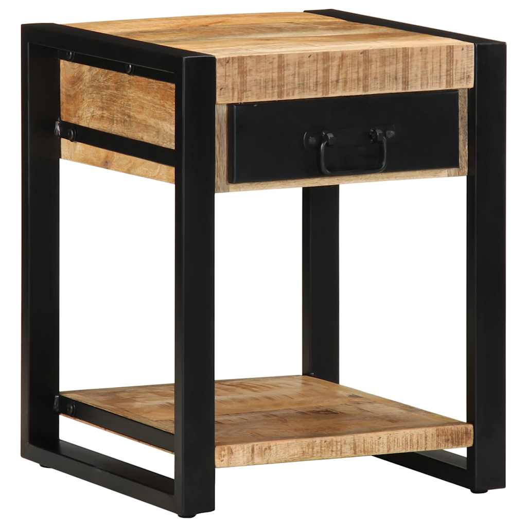 Table d'Appoint Industrielle en Acier et Bois Brut-Bois de manguier brut massif-1-La-Fabrique-Industrielle