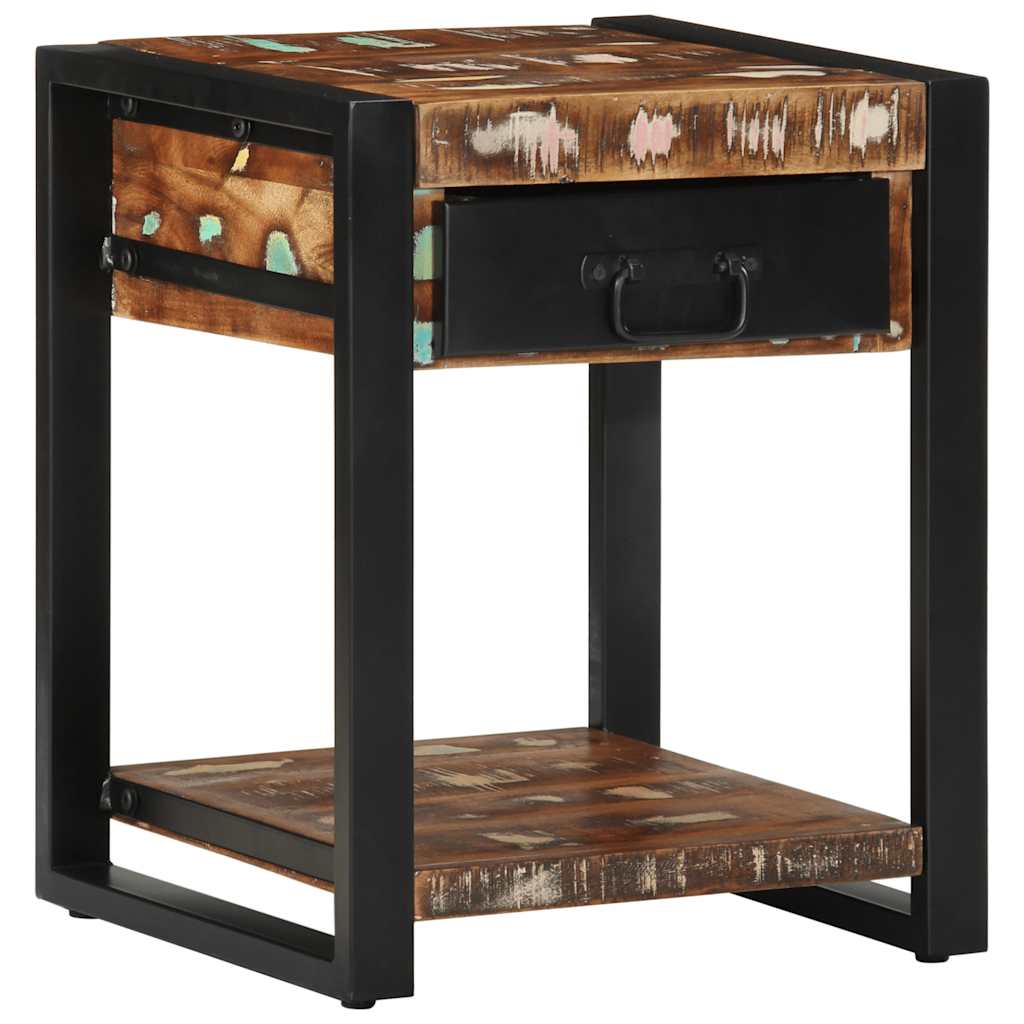Table d'Appoint Industrielle en Acier et Bois Brut-bois de récupération massif-1-La-Fabrique-Industrielle