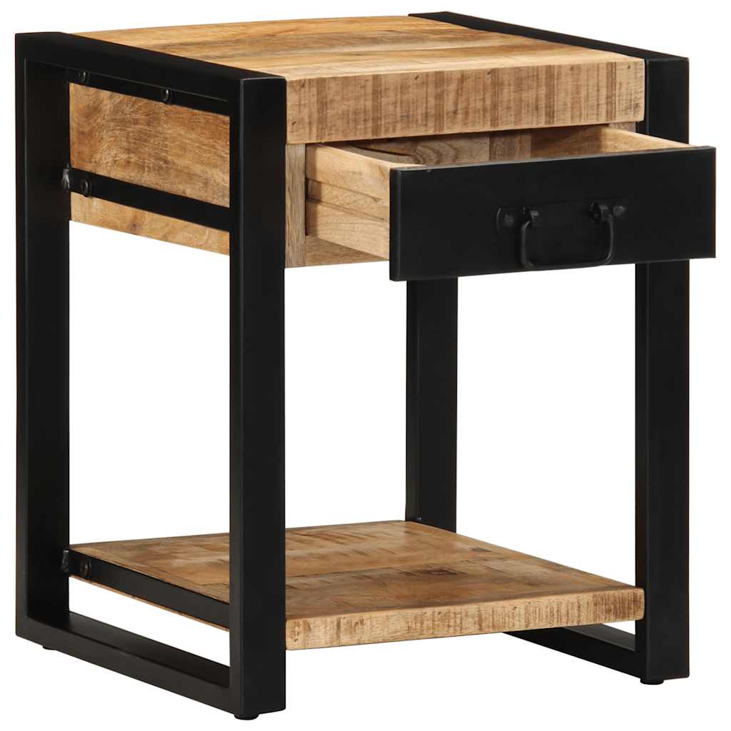 Table d'Appoint Industrielle en Acier et Bois Brut-La-Fabrique-Industrielle