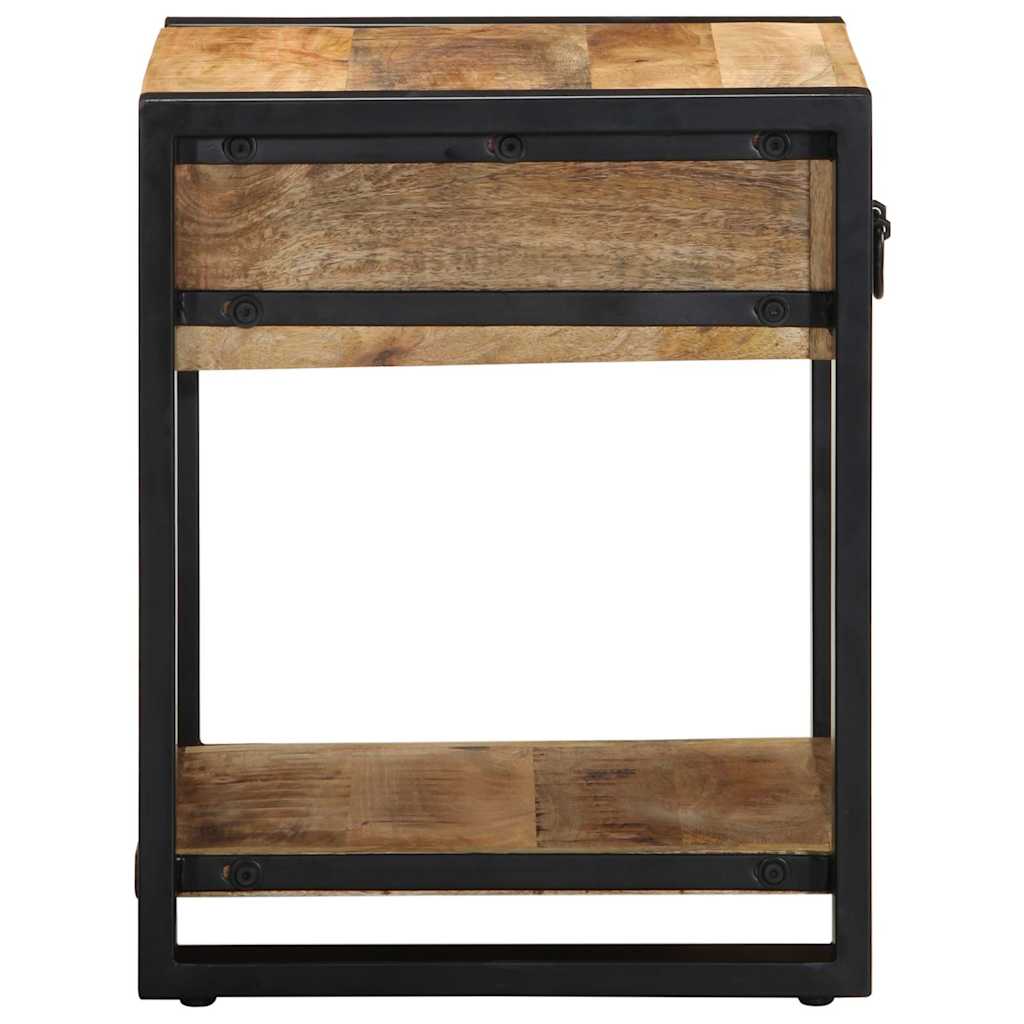 Table d'Appoint Industrielle en Acier et Bois Brut-La-Fabrique-Industrielle