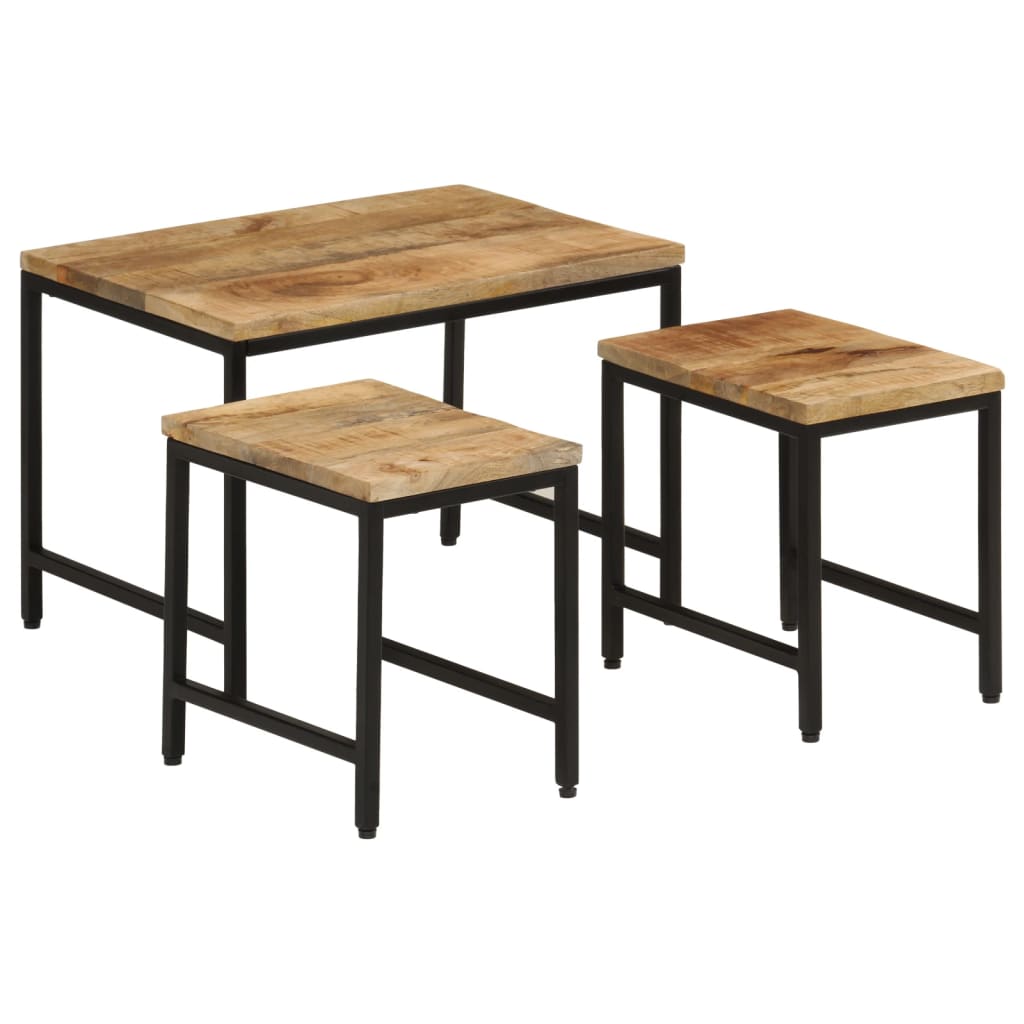 Table d'Appoint Industrielle en Bois Brut et Fer-La-Fabrique-Industrielle