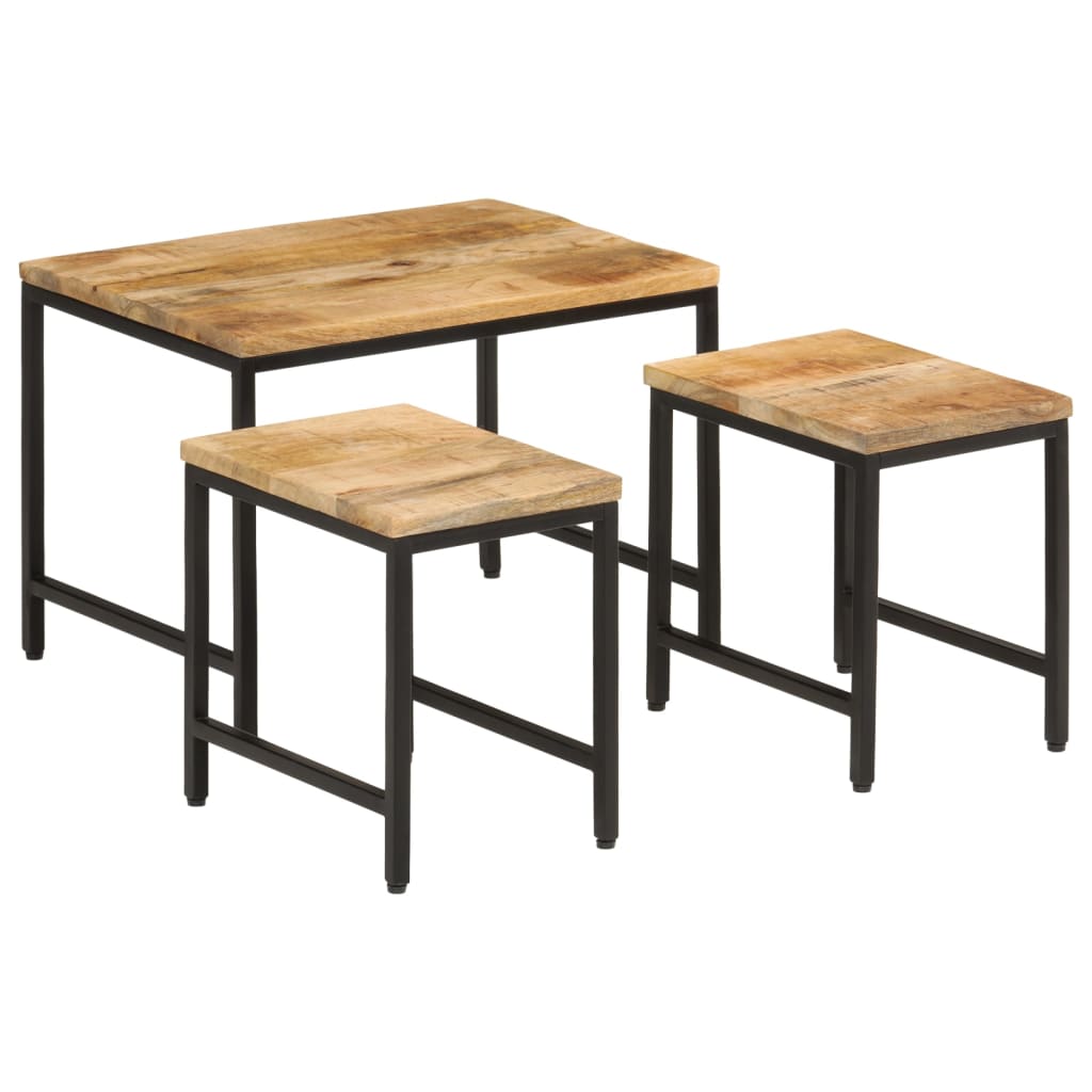Table d'Appoint Industrielle en Bois Brut et Fer-La-Fabrique-Industrielle