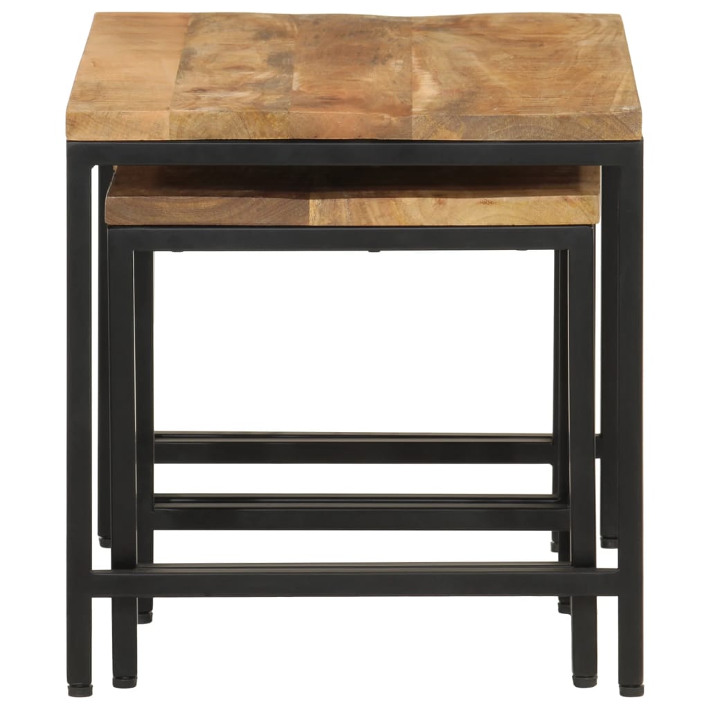 Table d'Appoint Industrielle en Bois Brut et Fer-La-Fabrique-Industrielle