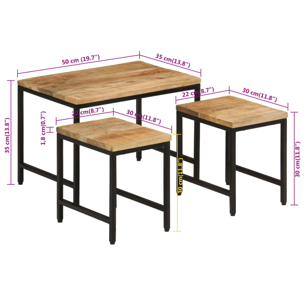 Table d'Appoint Industrielle en Bois Brut et Fer-La-Fabrique-Industrielle