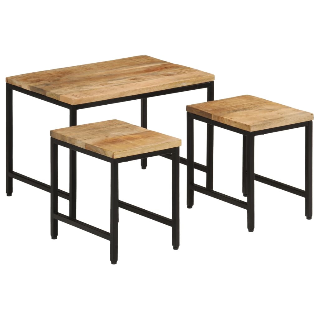 Table d'Appoint Industrielle en Bois Brut et Fer-La-Fabrique-Industrielle