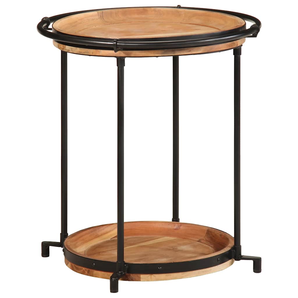 Table d'Appoint Industrielle en Bois d'Acacia à 2 Niveaux-Bois d'acacia massif-1-La-Fabrique-Industrielle
