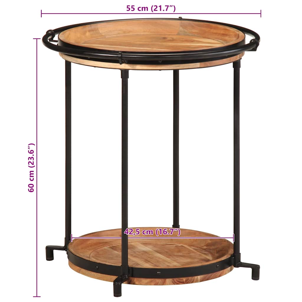 Table d'Appoint Industrielle en Bois d'Acacia à 2 Niveaux-La-Fabrique-Industrielle