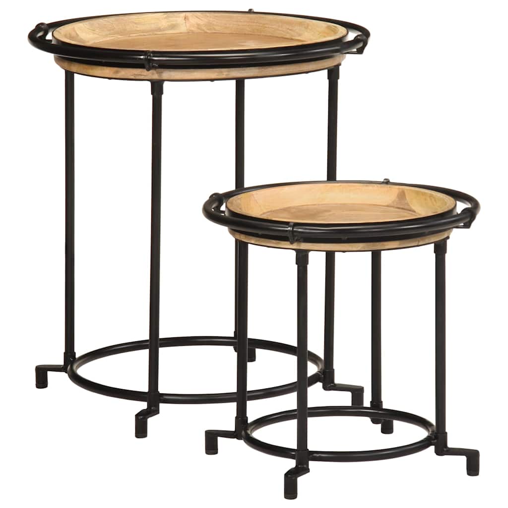 Table d'Appoint Industrielle en Bois et Fer Forgé-bois de manguier massif-1-La-Fabrique-Industrielle