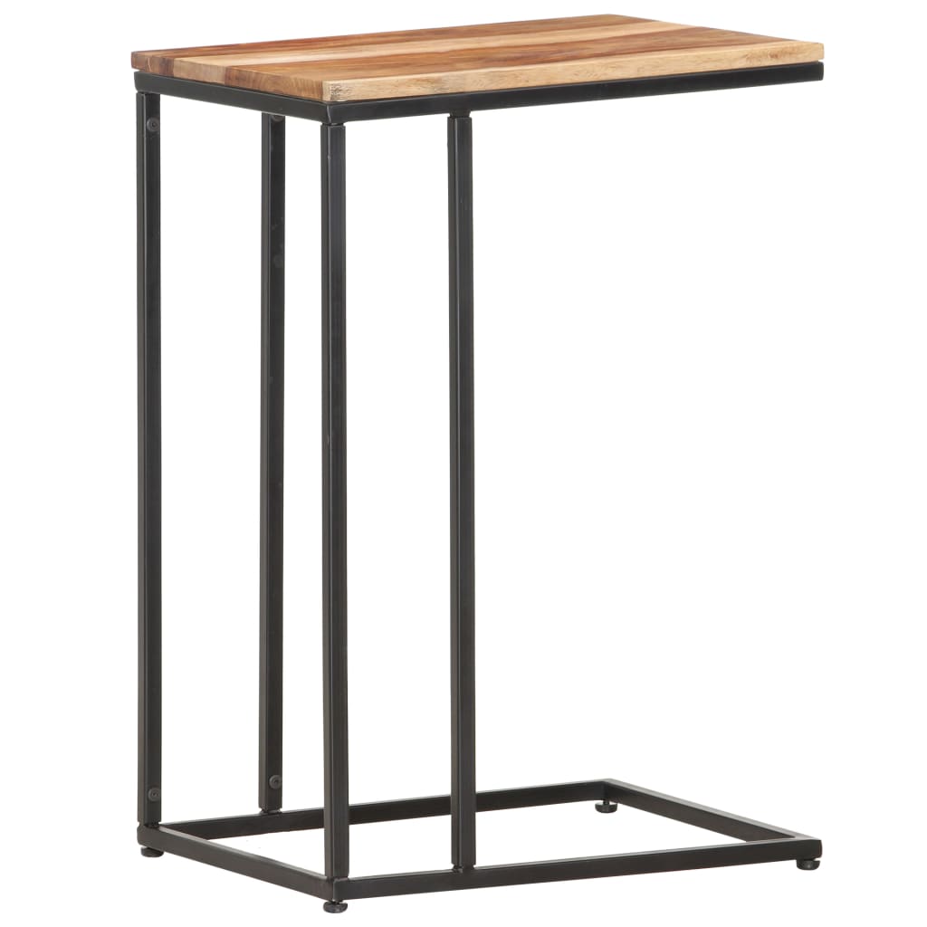 Table d'Appoint Industrielle en Bois et Métal Noir-bois clair et noir-Bois d'acacia massif-1-La-Fabrique-Industrielle