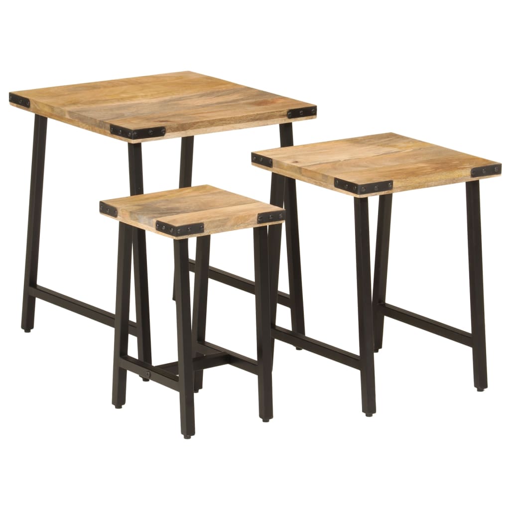 Table d'Appoint Industrielle en Bois et Pieds Noirs-La-Fabrique-Industrielle