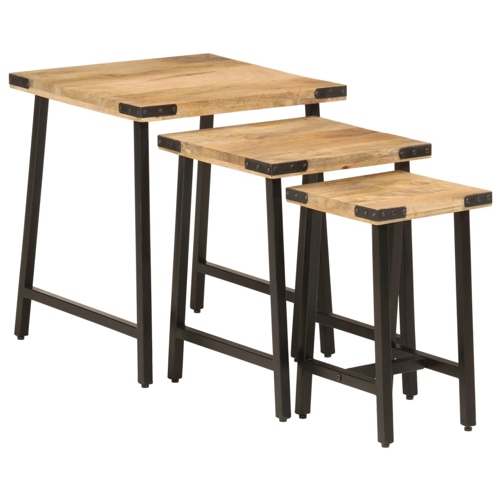Table d'Appoint Industrielle en Bois et Pieds Noirs-La-Fabrique-Industrielle