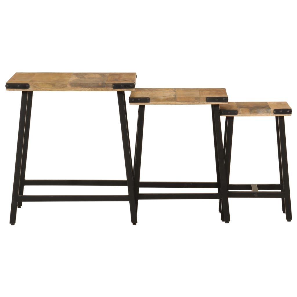Table d'Appoint Industrielle en Bois et Pieds Noirs-La-Fabrique-Industrielle