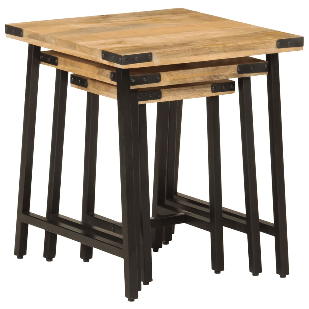 Table d'Appoint Industrielle en Bois et Pieds Noirs-La-Fabrique-Industrielle